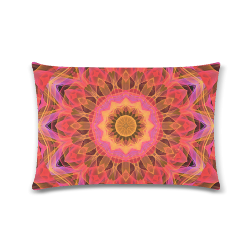 Abstract Peach Violet Mandala Ribbon Candy Lace Custom Rectangle Pillow Case 16"x24" (one side)