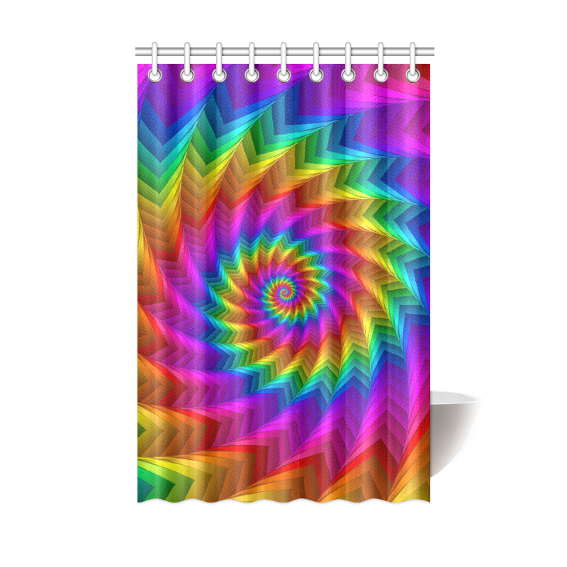 Psychedelic Rainbow Spiral Fractal Shower Curtain 48"x72"