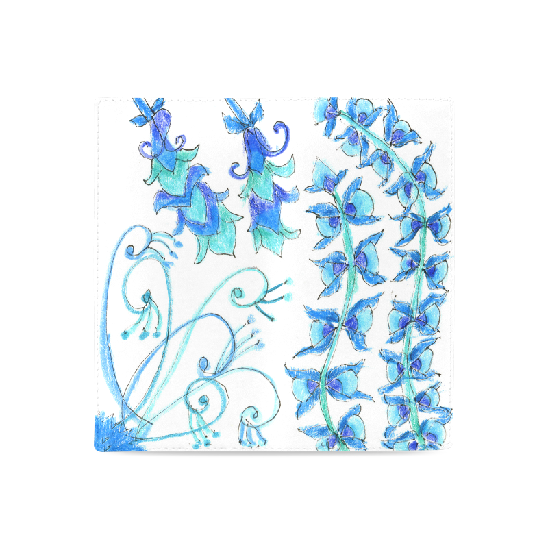 Dancing Aqua Blue Vines, Flowers Zendoodle Garden Women's Leather Wallet (Model 1611)