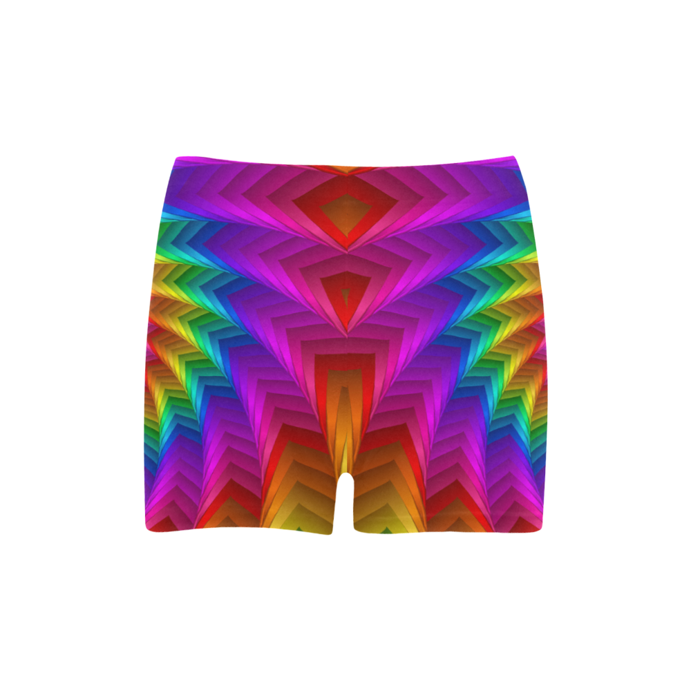 Psychedelic Rainbow Spiral Fractal Briseis Skinny Shorts (Model L04)