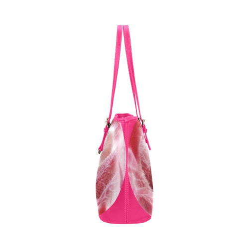 Kitty Loves Pink Leather Tote Bag/Large (Model 1651)