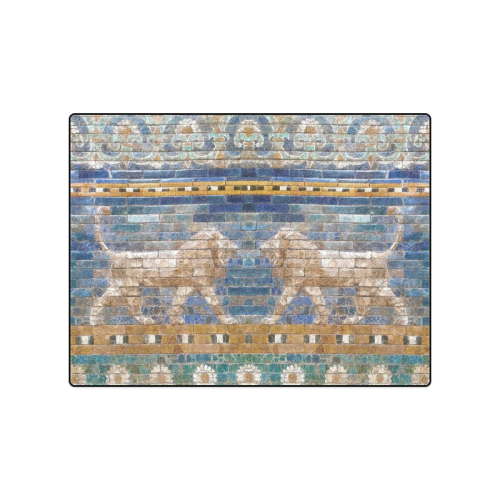 Two Lions And Daisis Mosaic Blanket 50"x60"