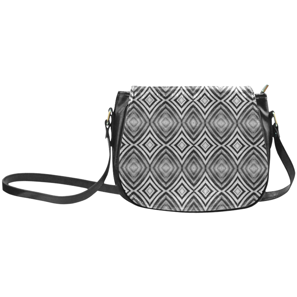 black and white diamond pattern Classic Saddle Bag/Small (Model 1648)