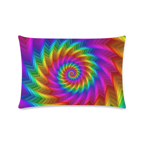 Psychedelic Rainbow Spiral Fractal Custom Zippered Pillow Case 16"x24"(Twin Sides)