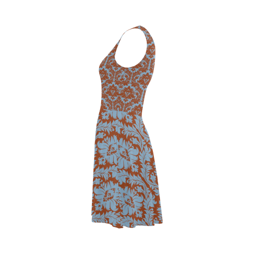 autumn fall color brick red blue damask Atalanta Sundress (Model D04)