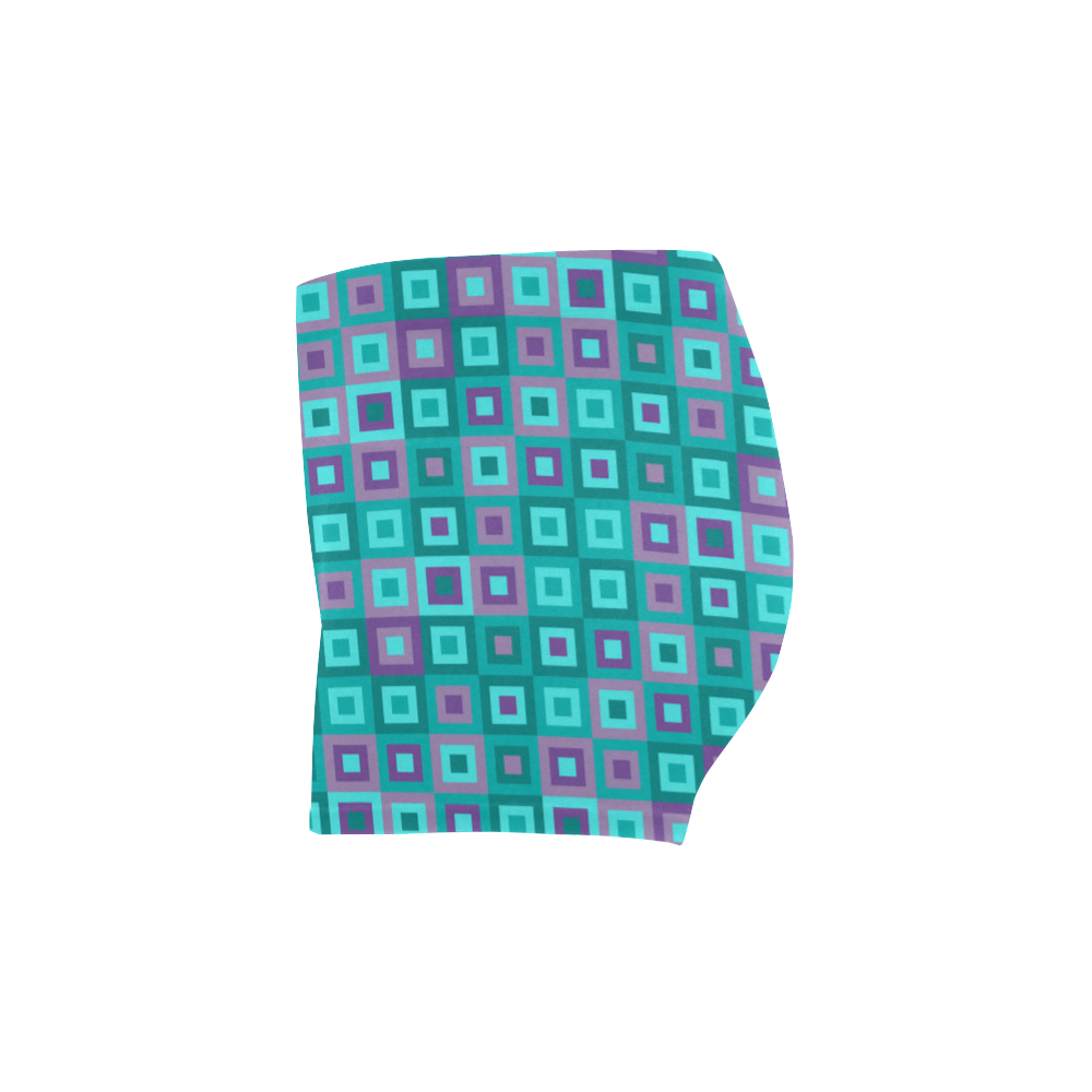 Teal and Purple Retro Geometric by ArtformDesigns Briseis Skinny Shorts (Model L04)