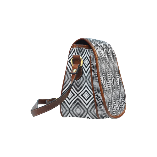 black and white diamond pattern Saddle Bag/Small (Model 1649) Full Customization
