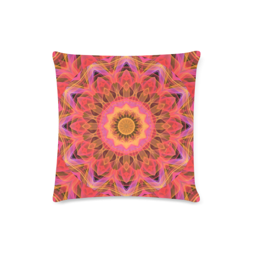 Abstract Peach Violet Mandala Ribbon Candy Lace Custom Zippered Pillow Case 16"x16"(Twin Sides)