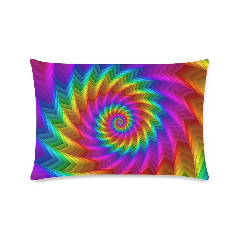 Psychedelic Rainbow Spiral Fractal Custom Rectangle Pillow Case 16"x24" (one side)