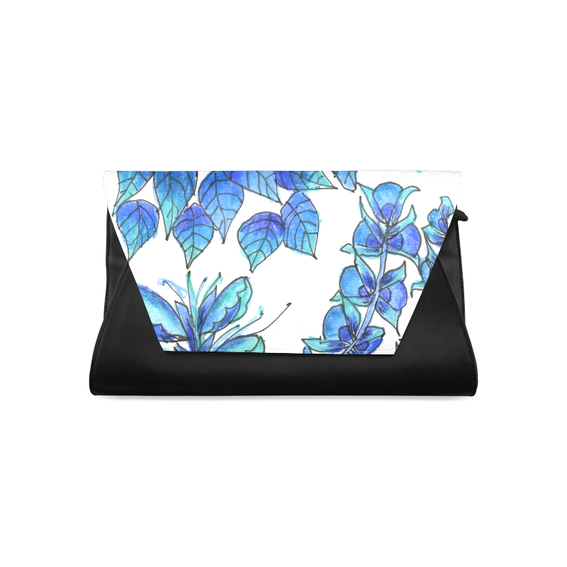 Pretty Blue Flowers, Aqua Garden Zendoodle Clutch Bag (Model 1630)