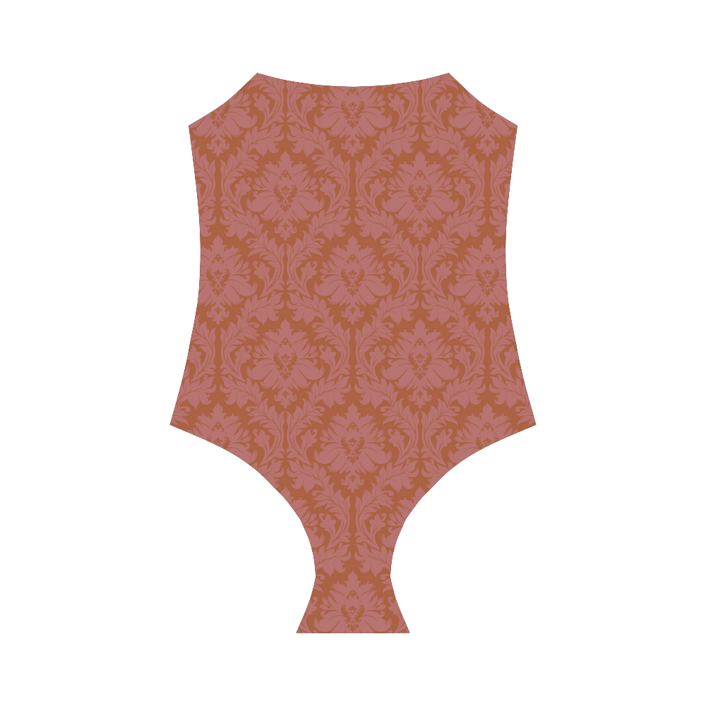 autumn fall color red damask Strap Swimsuit ( Model S05)