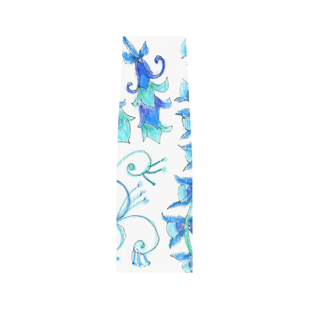 Dancing Aqua Blue Vines, Flowers Zendoodle Garden Saddle Bag/Large (Model 1649)
