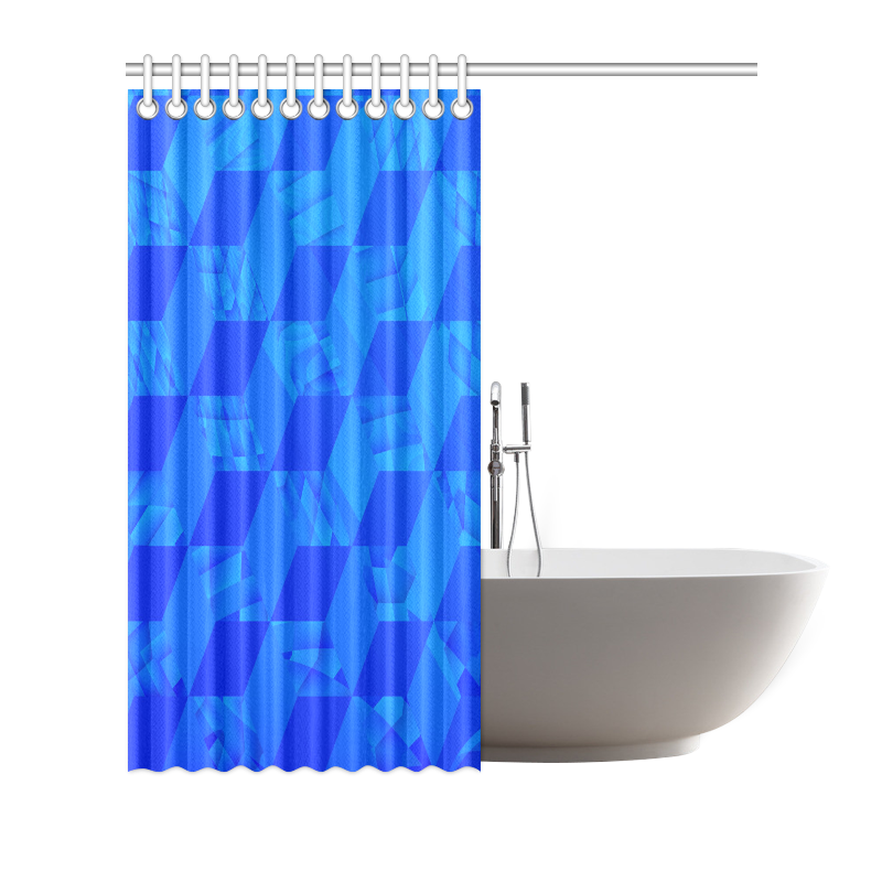 Blue Abstract Cubes Shower Curtain 72"x72"