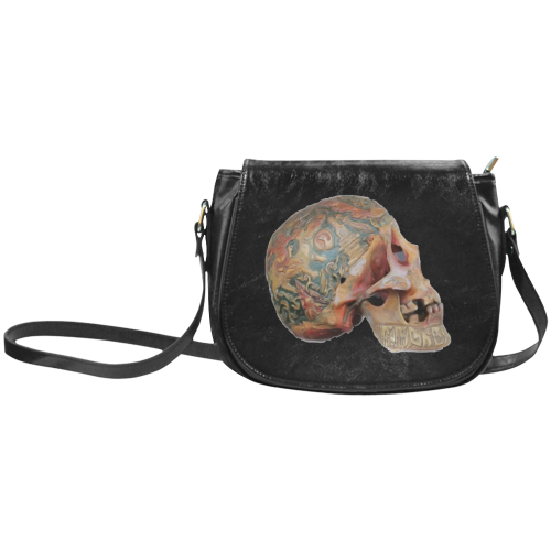 Colored Human Skull Classic Saddle Bag/Small (Model 1648)