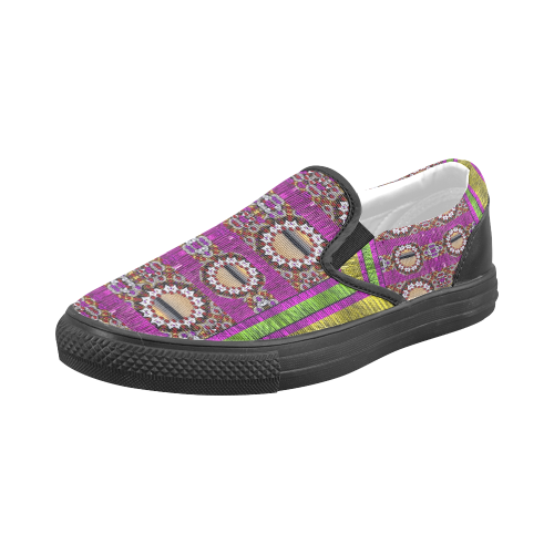 Rainbow love for the nature and sunset Men's Slip-on Canvas Shoes (Model 019)