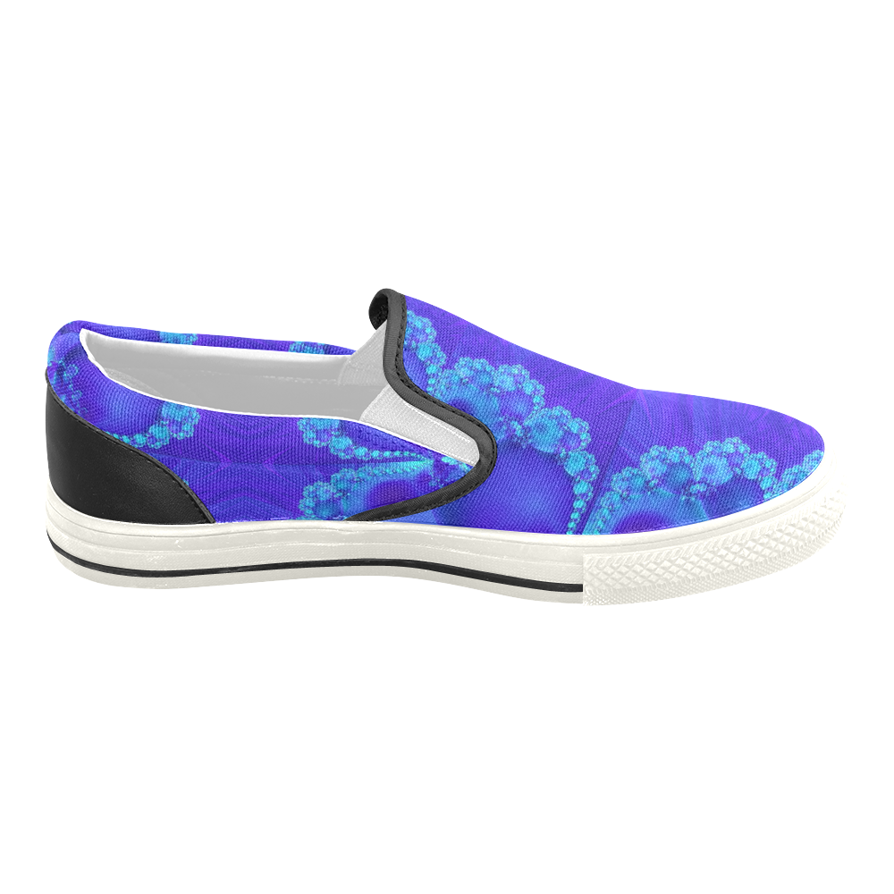 Mary's Veil Blue Fractal Abstract Men's Unusual Slip-on Canvas Shoes (Model 019)