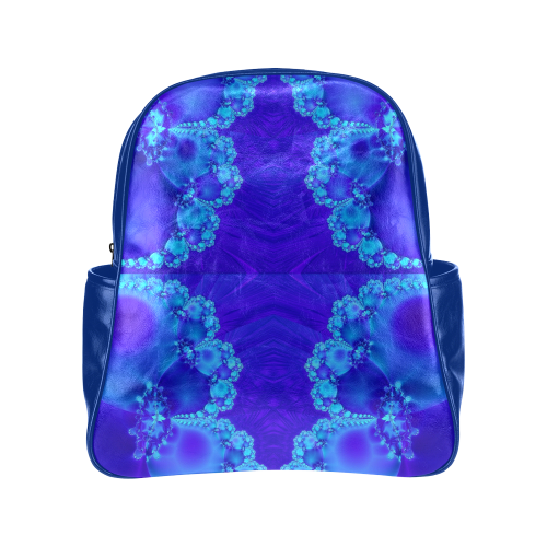 Mary's Veil Blue Fractal Abstract Multi-Pockets Backpack (Model 1636)