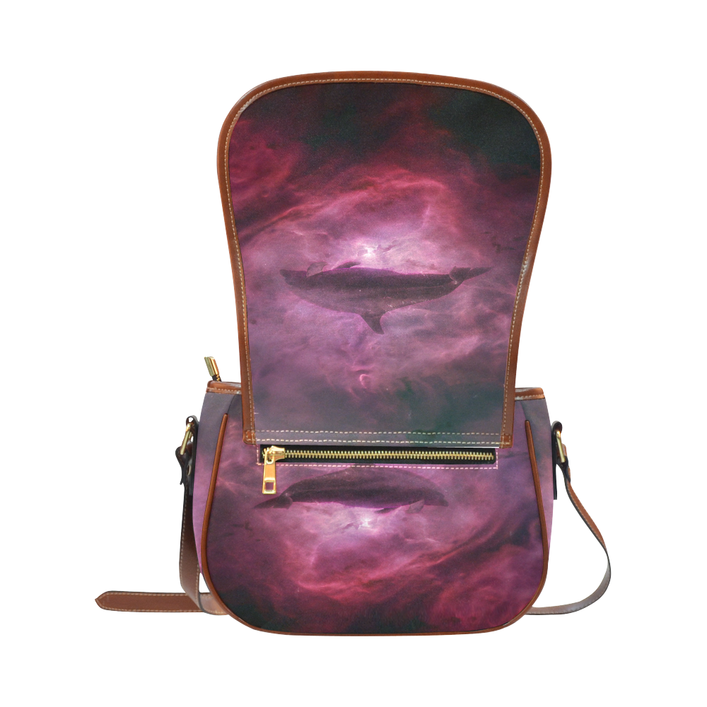 Dolphin in pink waters Saddle Bag/Large (Model 1649)