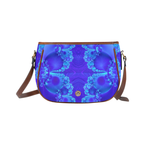 Mary's Veil Blue Fractal Abstract Saddle Bag/Small (Model 1649) Full Customization