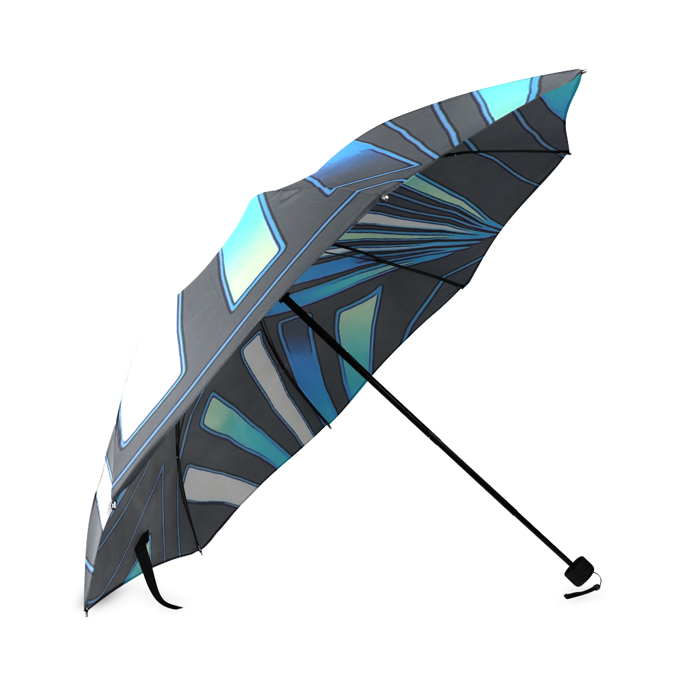 blue fan Foldable Umbrella (Model U01)