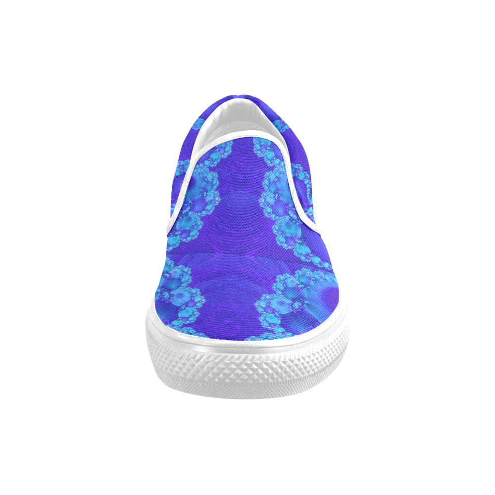 Mary's Veil Blue Fractal Abstract Men's Slip-on Canvas Shoes (Model 019)