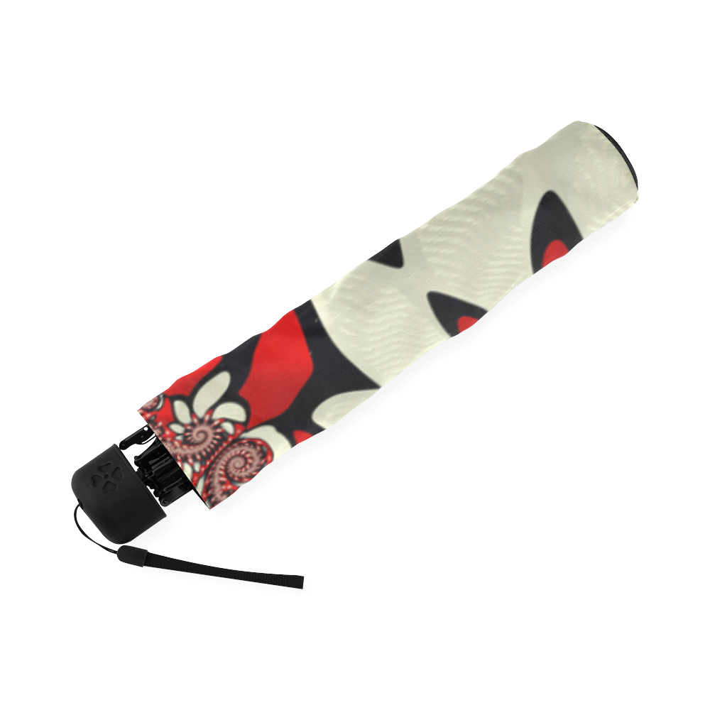 Red Black and White Spiral Foldable Umbrella (Model U01)