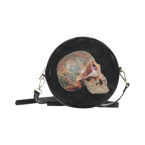 Colored Human Skull Round Sling Bag (Model 1647)