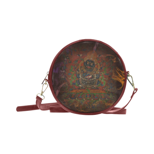 Tibetan Buddhism Mahakala Round Sling Bag (Model 1647)