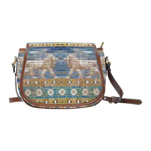 Two Lions And Daisis Mosaic Saddle Bag/Large (Model 1649)