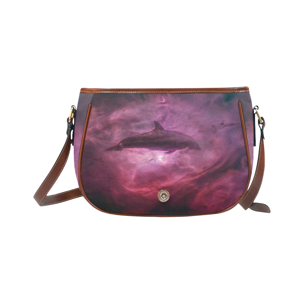 Dolphin in pink waters Saddle Bag/Large (Model 1649)
