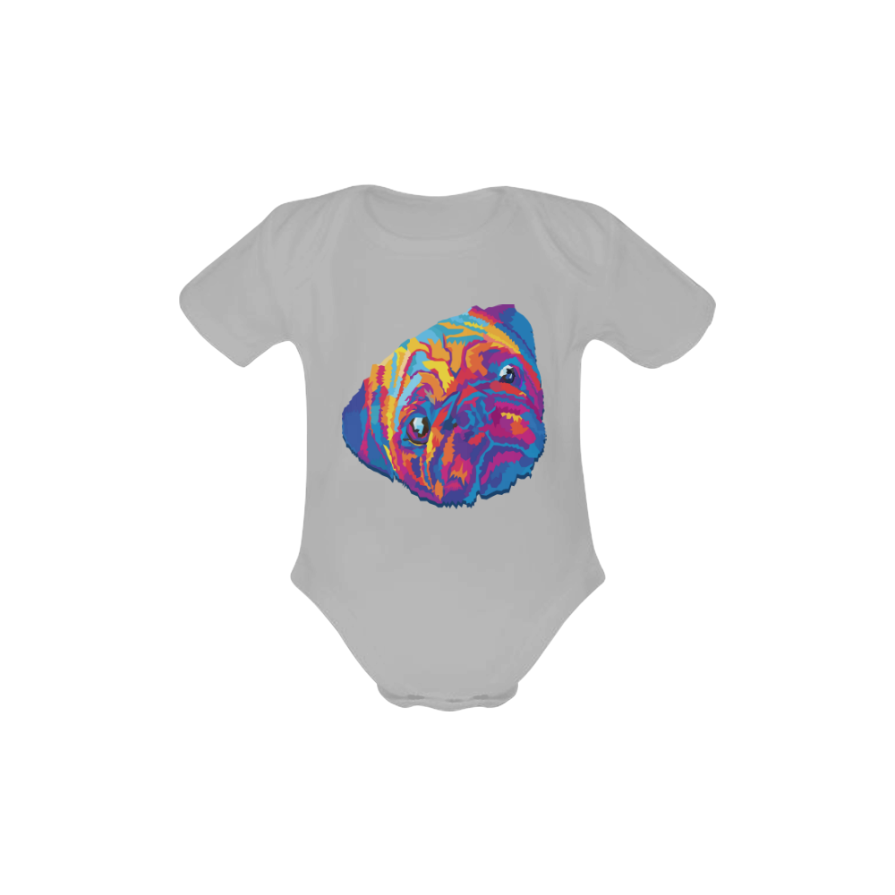 pop art pug Baby Powder Organic Short Sleeve One Piece (Model T28)