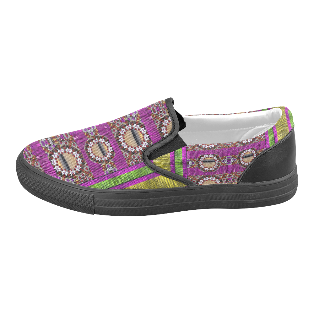 Rainbow love for the nature and sunset Men's Unusual Slip-on Canvas Shoes (Model 019)