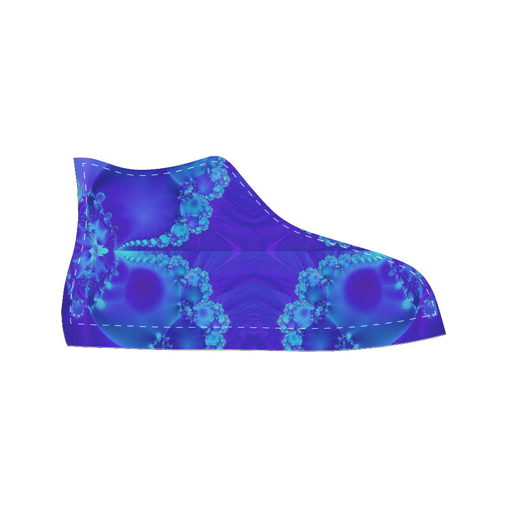 Mary's Veil Blue Fractal Abstract Men’s Classic High Top Canvas Shoes (Model 017)