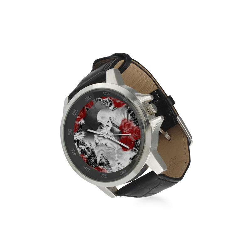 The Kiss of the Death Unisex Stainless Steel Leather Strap Watch(Model 202)