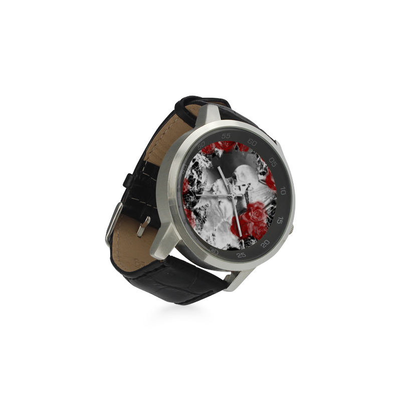 The Kiss of the Death Unisex Stainless Steel Leather Strap Watch(Model 202)