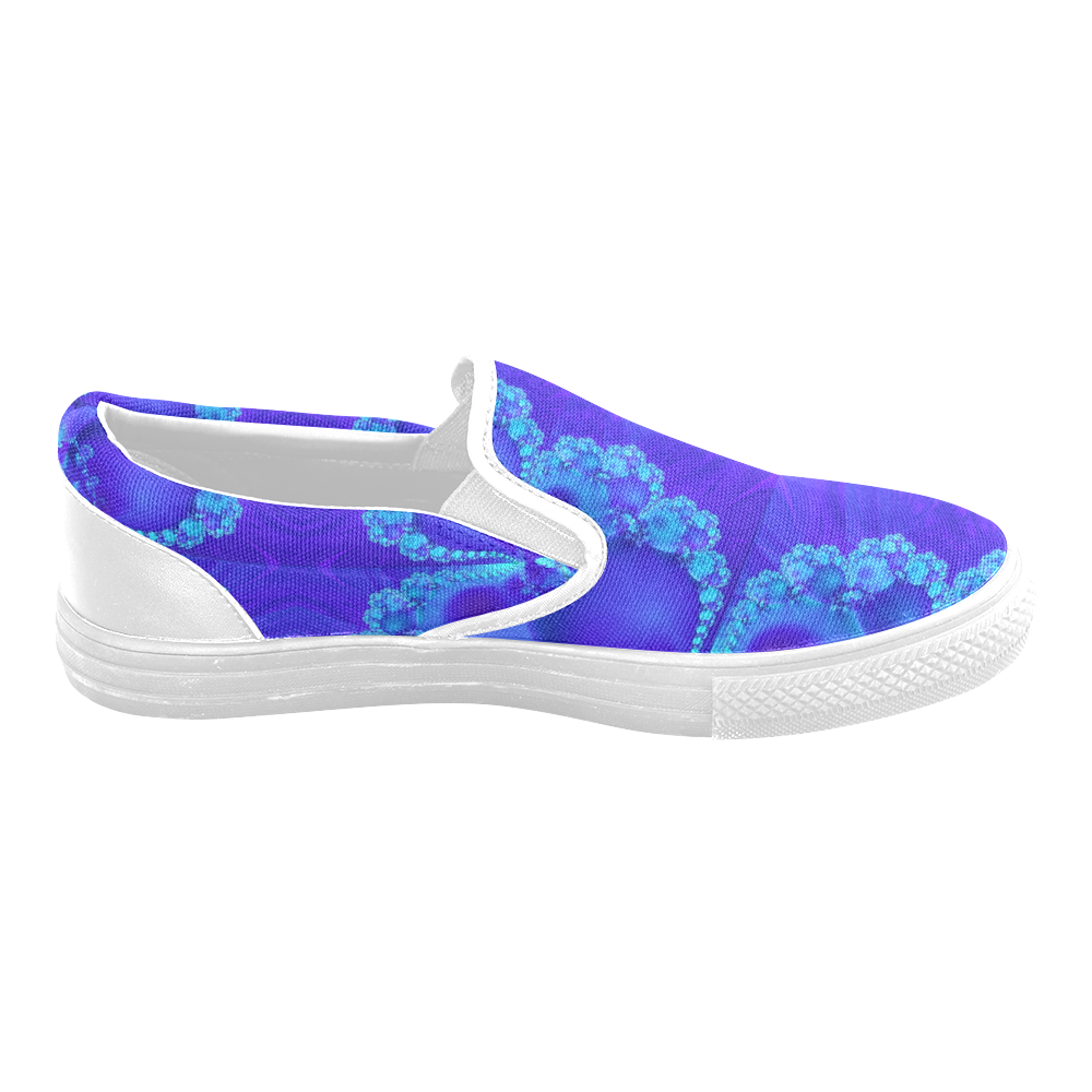 Mary's Veil Blue Fractal Abstract Men's Slip-on Canvas Shoes (Model 019)