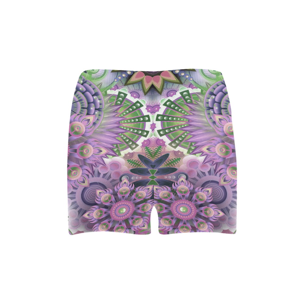 Flowering Fractal Purple Whimsy Briseis Skinny Shorts (Model L04)
