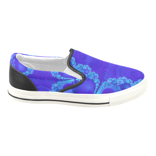 Mary's Veil Blue Fractal Abstract Men's Unusual Slip-on Canvas Shoes (Model 019)