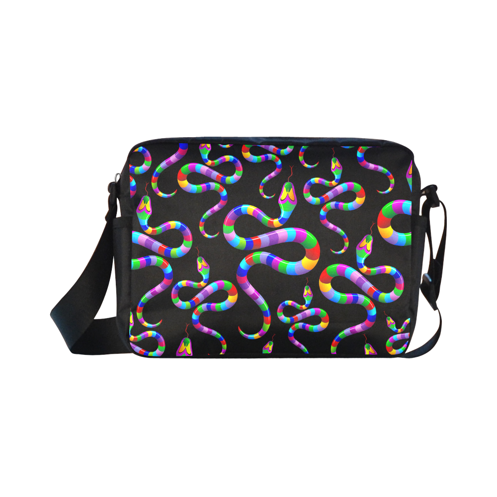 Snake Psychedelic Rainbow Colors Classic Cross-body Nylon Bags (Model 1632)