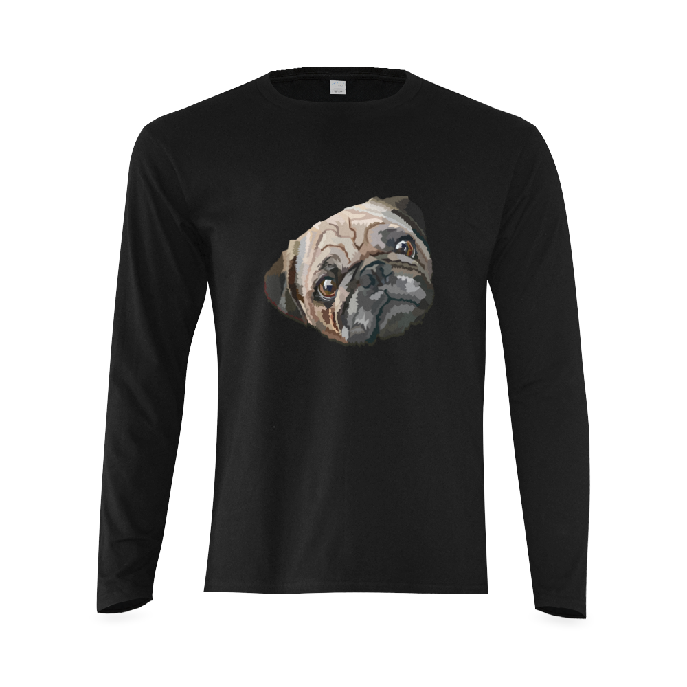 pug love Sunny Men's T-shirt (long-sleeve) (Model T08)