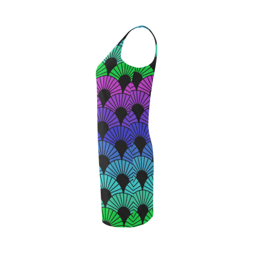Peacock Colors Mandala Fans by ArtformDesigns Medea Vest Dress (Model D06)