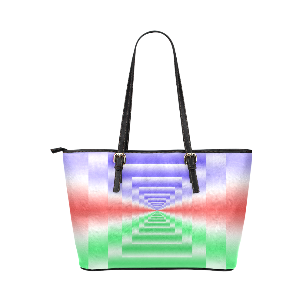 Colorful Endless Window Green Red Blue Leather Tote Bag/Small (Model 1651)