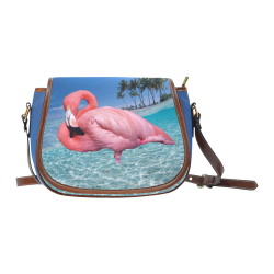 Flamingo and Palms Saddle Bag/Large (Model 1649)