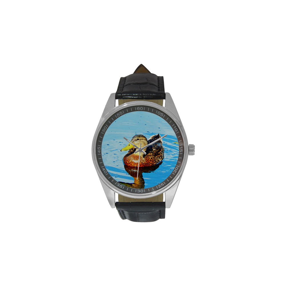 Duck Reflected Men's Casual Leather Strap Watch(Model 211)