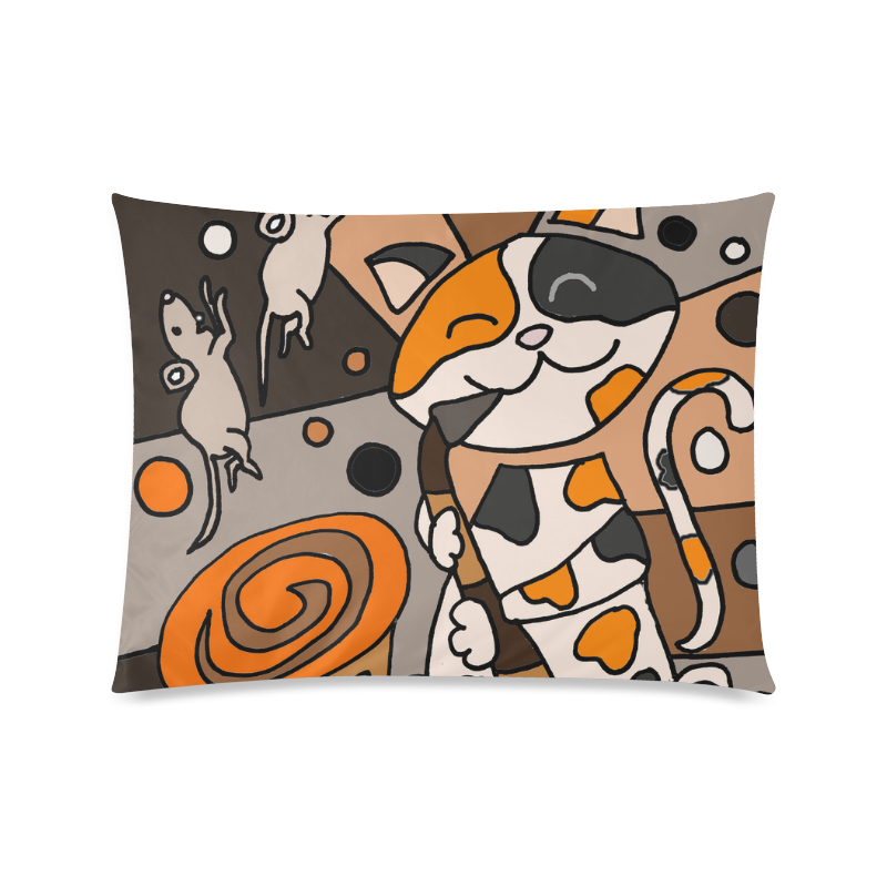 Funny Calico Cat Playing Saxophone Art Custom Zippered Pillow Case 20"x26"(Twin Sides)