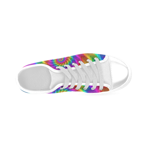 Psychedelic Rainbow Spiral Fractal Men's Classic Canvas Shoes (Model 018)