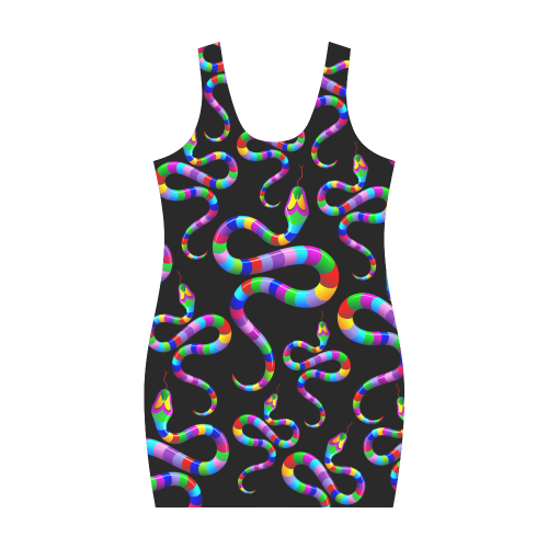 Snake Psychedelic Rainbow Colors Medea Vest Dress (Model D06)