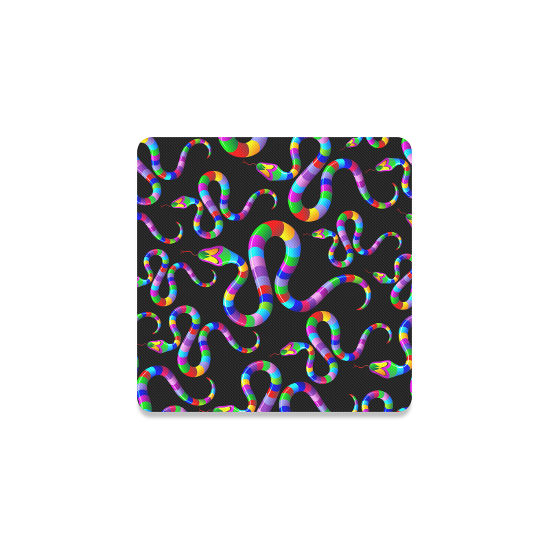 Snake Psychedelic Rainbow Colors Square Coaster