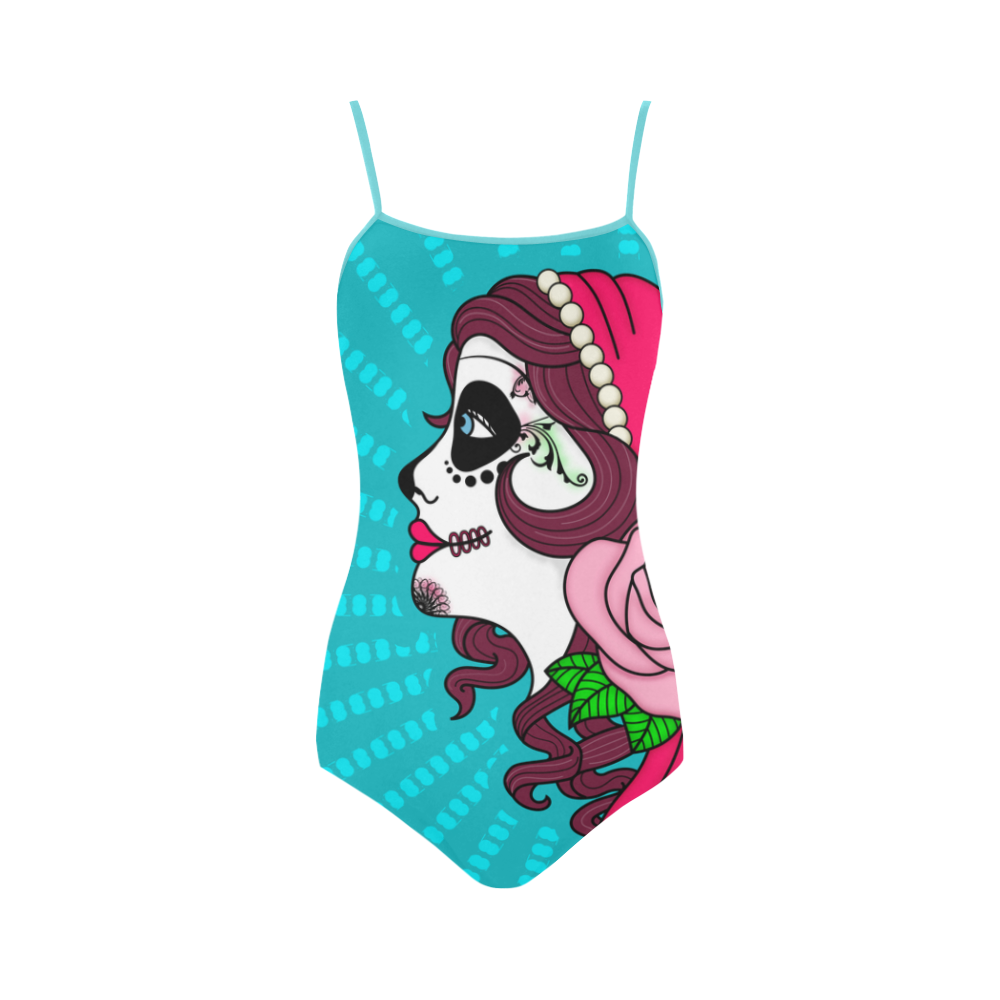 Gypsy Woman Tattoo Sugar Skull by ArtformDesigns Strap Swimsuit ( Model S05)