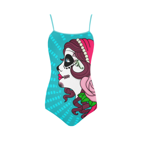 Gypsy Woman Tattoo Sugar Skull by ArtformDesigns Strap Swimsuit ( Model S05)
